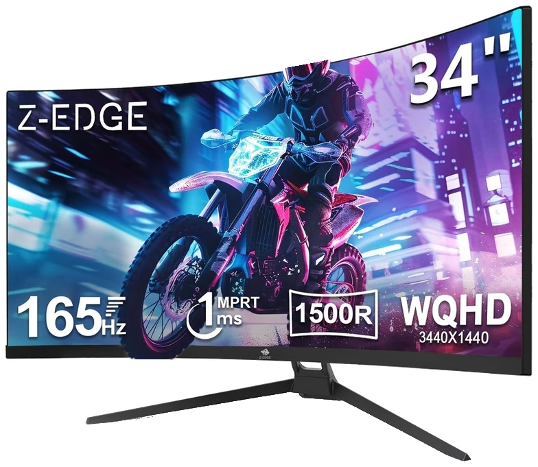 Product image of Z-Edge 34 Inch Ultrawide Curved 3440x1440 UWQHD Gaming Monitor 165Hz(DP×2) 100Hz(HDMI×2) 1ms MPRT