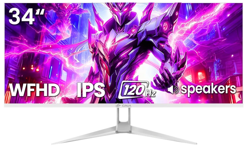 Product image of 34″ White Ultrawide Gaming Monitor, 21:9 WFHD 2560×1080 IPS Panel, 120 Hz